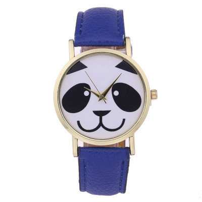 NOU Ceas de dama albastru fashion cadran imprimat panda curea piele eco GENEVA foto