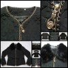 Jacheta Dama Neagra Matlasata cu Guler Blana Eco, Lant &amp; Cadou. Sacou Elegant de Iarna, Toamna. Marimi M, L, XL, XXXL