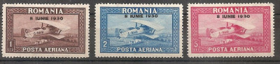 SD Romania 1930 LP84-C.Raiu -PA,supr. 8 IUNIE 1930, fil.vert.,seria 3 val. ,MNH foto