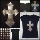 Tricou Dama Negru Bumbac Cruce Cristale Albe Supradimensionata Maneca Scurta Casual Clubbing Trendy Cadou