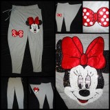 Pantaloni Dama Gri Tur Lasat Minnie Mouse Paiete Bumbac Baggy. Pantaloni Casual Sport Colectie Noua! M, L