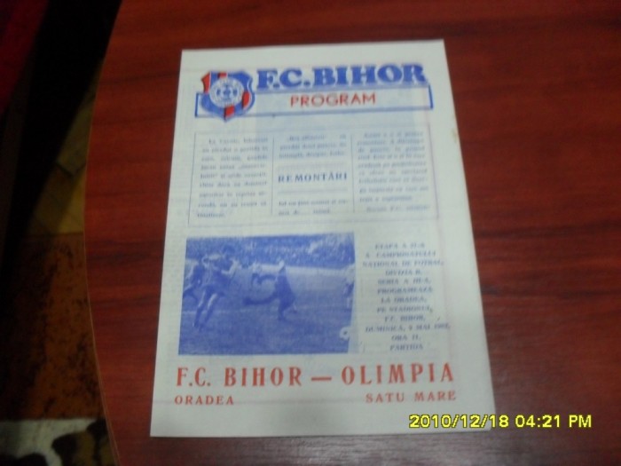 program FC Bihor - Olimpia SM