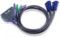 ATEN CS62S 2-Port PS/2 KVM Switch All-in-one design, 0.9m cables foto