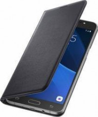 Galaxy J7 2016 (J710) - Husa tip &amp;quot;Flip Wallet&amp;quot; - Negru PU foto