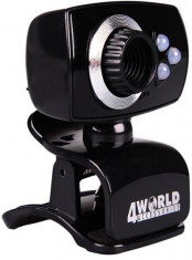 Camera web 4World 2 Mpx USB 2.0 iluminata cu LED + microfon, universala foto