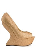 PLATFORME AURII DAMA SEXY TALPA ORTOPEDICA PIELE ECO GLITTER LADY GAGA 15 CM, 37, Piele sintetica, Auriu