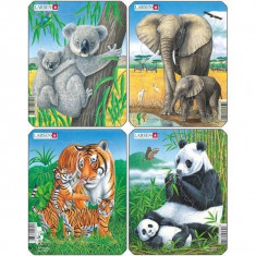 Set 4 Puzzle-uri Animale: Koala, Elefant, Tigru, Panda, 8 piese Larsen LRV4 foto