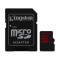Micro Secure Digital Card Kingston, 16GB, SDCA3/16GB, Clasa 3, R/W 90/80 MB/s UHS-I, adaptor SD