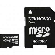 Card memorie Transcend Micro SDHC 4GB Class 10 + Adaptor SD foto