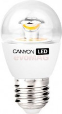 Bec LED CANYON PE27CL6W230VW LED lamp, P45 shape, clear, E27, 6W, 220-240V, 150?, 470 lm, 2700K, Ra&amp;gt;80, 50000 h foto