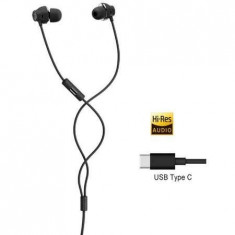 Casti cu fir stereo BoomSound MAX 320, tip &amp;quot;In-Ear&amp;quot;, USB Type-C, microfon, suport Hi-Res, buton multifunctional - Gri inchis foto