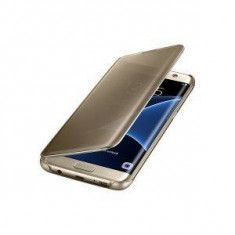 Husa Clear View Cover pentru Samsung Galaxy S7 Edge G935, Auriu foto