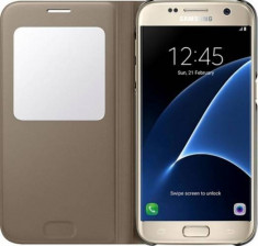 Galaxy S7 G930 S-View Cover Gold EF-CG930PFEGWW foto