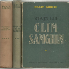 Maxim Gorchi / VIATA LUI CLIM SAMGHIM - 4 vol. cu ilustratii de Perahim, 1951