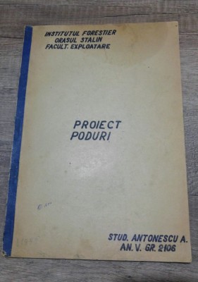 Proiect poduri/ Institutul Forestier, Facult. Exploatare, 1954 foto