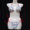 COSTUM BAIE DAMA 2 PIESE SUTIEN PUSH UP DETASABIL ALB ANCORE BLEUMARIN SNUR ROSU
