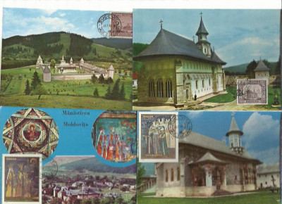 AMS# - LOT DE 7 MAXIME TEMA MANASTIRI DIN BUCOVINA, PUTNA, SUCEVITA, S.A. foto