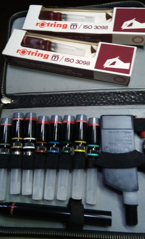 trusa set rotring marcant isograph stilou desen noua 8 + 2 cape noi ...