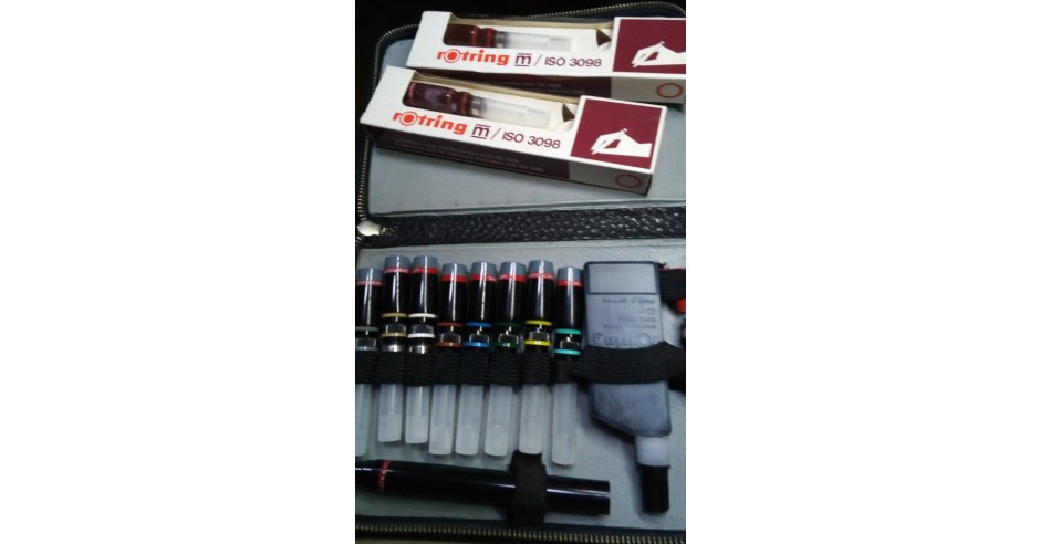 trusa set rotring marcant isograph stilou desen noua 8 + 2 cape noi ...