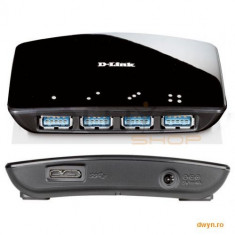 D-Link, Hub USB 3.0, 4 porturi, Super Speed, alimentator inclus, max 0.9A / port. foto