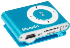 MSONIC MP3 player cu cititor de card, ca?ti, cablu miniUSB, aluminiu albastru foto