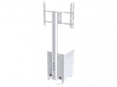 Stand Podea Mobil LCD/LED cu Media Box pentru depozitare sigura a echipamentelor electronice,Argintiu,40&amp;quot;- 55&amp;quot;,max.40kg foto