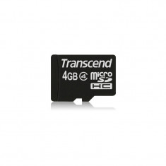 Card memorie Transcend Micro SDHC 4GB Clasa 4 + Adaptor SD foto