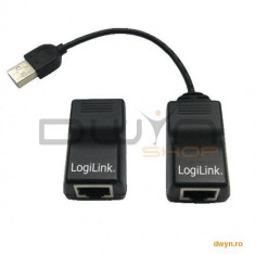 Extender USB prin cablu RJ-45, USB A tata la USB A mama, pana la 60m, Logilink &amp;#039;UA0021D&amp;#039; foto