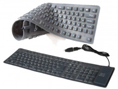 Tastatura Gembird KB-109F-B PS2/USB Flexibila BLACK foto