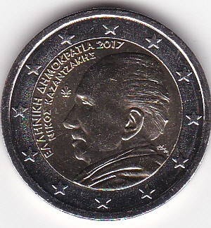 Grecia 2 euro 2017 comemorativa, Kazantzakis UNC foto