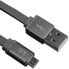 Cablu date incarcare - Micro USB, suprafata plata, invelis aluminiu, Gri (Space Grey) foto