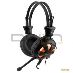 Casti A4TECH HS-28-3 Comfortfit, microfon, buton ajustare volum pe casca, pernute detasabile, orange foto