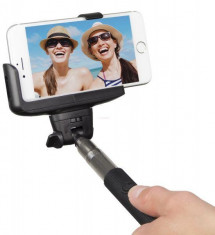 Selfie stick KitVision BTSSPHBK cu suport de telefon, conectare prin Bluetooth, declansator pe maner (Negru) foto