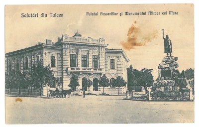 4093 - TULCEA, Dobrogea, Mircea cel Batran, statue, - old postcard - unused foto
