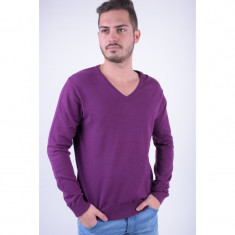 Pulover Bumbac Selected Roma V-Neck Mov foto