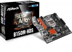 Placa de baza ASROCK Socket LGA1151, B150M-HDS, B150, 2*DDR4 2133MHz ,HDMI/DVI, 1*PCIEx16, 1*PCIEx1, 4*SATA3, 8CH, GigabitLAN, 2*USB3.0, bulk foto