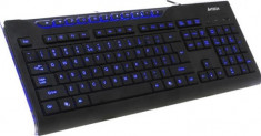 Tastatura A4Tech KD-800L neagra USB (lumina albastra), SUA foto