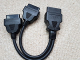 OBDII Y Splitter 1 Male to 2 Female 16Pin Extension Cable 30cm