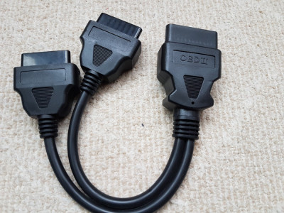 OBDII Y Splitter 1 Male to 2 Female 16Pin Extension Cable 30cm foto