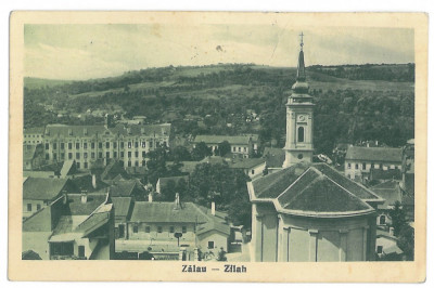 4070 - ZALAU, Salaj, Panorama - old postcard - used - 1939 foto