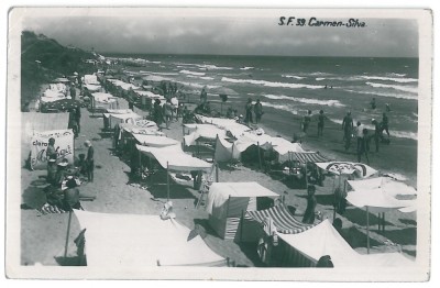 4072 - CARMEN SYLVA, Dobrogea, Plaja - old PC, real PHOTO, CENSOR - used - 1944 foto