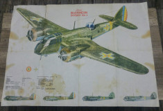 Afis romanesc/ poster avion Bristol Blenheim Bomber Mk. I// dimensiuni mari foto