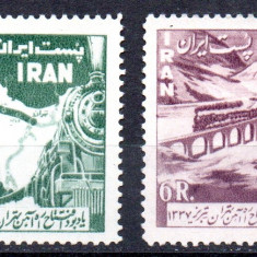 IRAN 1958, locomotive, serie neuzată, MNH