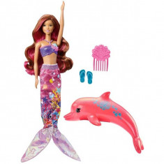 Jucarie Papusa Sirena Barbie si delfinul magic FBD64 Mattel foto