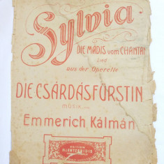(T) Partitura muzicala veche - Sylvia - Die Madis vom Chantant - Lied - Opereta