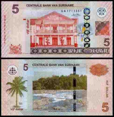 Suriname 2010 - 5 dollars UNC foto