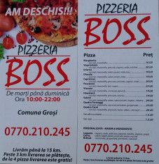 Pizza Boss pizzerie cu livrare la domiciliu din Grosi si livram pina la 15 km foto