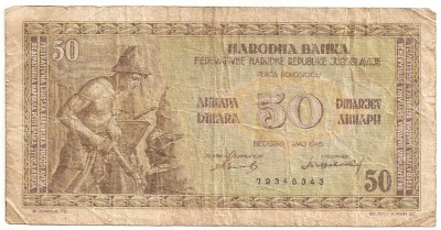 YUGOSLAVIA IUGOSLAVIA 50 dinara 1946 U foto