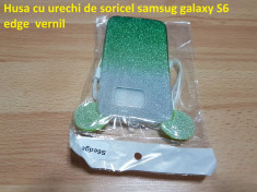 Husa cu urechi de soricel samsug galaxy S6 edge vernil foto