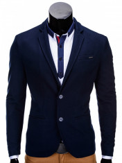 Sacou pentru barbati, bleumarin, casual, slim fit, cu buzunare aplicate, elegant, inchidere doi nasturi - M57 foto